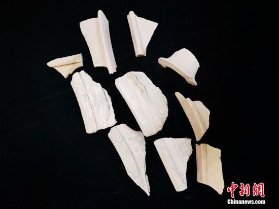 圖為靜寧縣賈河鄉(xiāng)竇坪村出土的彩陶片、紅陶片。 夏劍鋒 攝 圖為靜寧縣賈河鄉(xiāng)竇坪村出土的彩陶片、紅陶片。 夏劍鋒 攝