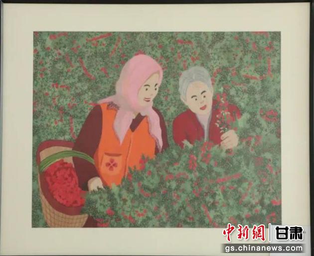 靖遠縣枸杞種植業帶動10多萬農民脫貧致富。刺繡 王明風 繡稿 胡靜 靖遠縣枸杞種植業帶動10多萬農民脫貧致富。刺繡 王明風 繡稿 胡靜