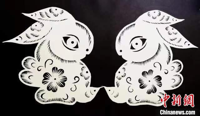 圖為甘肅“非遺人”創作的剪紙兔。(資料圖) 甘肅省非遺保護中心供圖