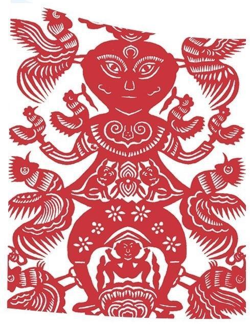 “抓髻娃娃”剪紙紋樣 祁秀梅