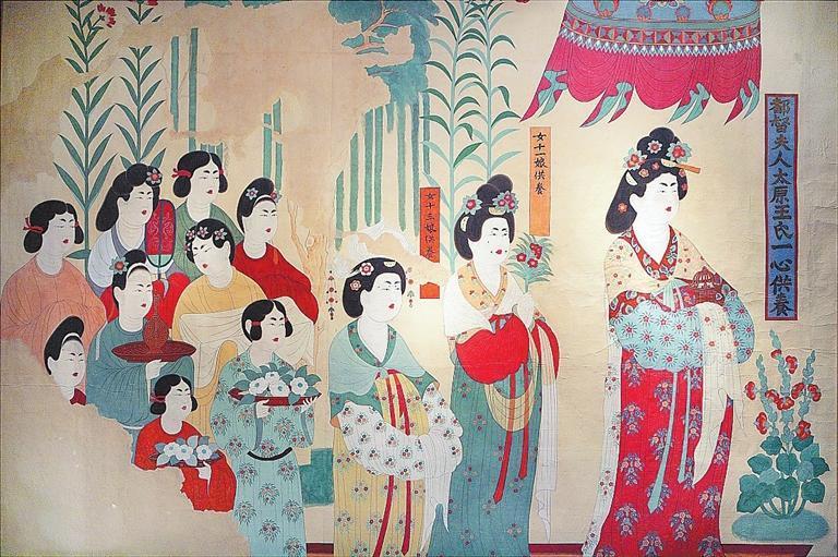 莫高窟盛唐第130窟的蜀葵(段文杰先生臨摹)