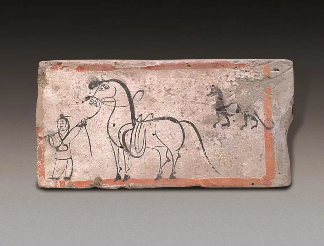 高臺駱駝城魏晉墓“牽馬”畫像磚(圖源張掖市高臺縣博物館)