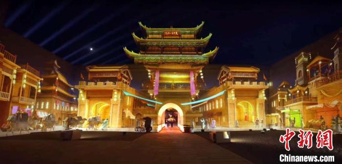 2024年7月15日，甘肅嘉峪關開啟“夜游”模式。圖為夜游燈光劇《天下嘉峪關》光影效果。(甘肅嘉峪關關城景區供圖)